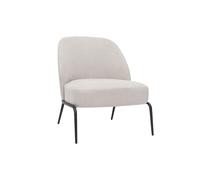 Fauteuil en tissu effet velours texturé beige et métal noir brego