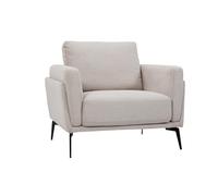 Fauteuil en tissu effet velours texturé beige et métal noir mosco