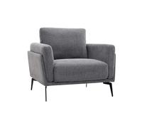 Fauteuil design en tissu effet velours texturé gris et métal noir MOSCO