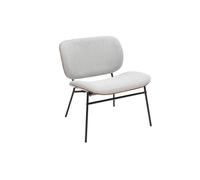 Fauteuil en tissu effet velours texturé gris et métal noir SHELBY