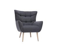 Fauteuil en tissu effet velours texturé gris foncé et bois clair avery