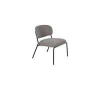 Fauteuil en tissu gris, assise et dossier rembourrés, pieds en acier noir - White Label, Jolien - 60x56x68 cm