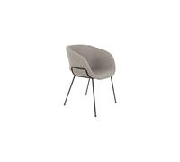 Fauteuil en tissu gris, piètement en métal noir, assise large, surpiqûres décoratives - Zuiver, Flexback - 57x55x77 cm