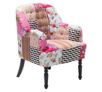 Beliani Fauteuil en Tissu Patchwork Multicolore Rembourré Epais 2 Pieds Différents Mandal