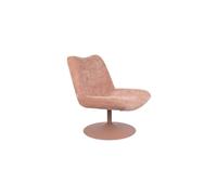 Fauteuil en tissu rose, pivotant, pied métal, côtelé, antidérapant, relax - Zuiver, Bubba - 81x67x85 cm