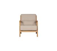 Fauteuil en tissu tissé beige, structure hévéa, tissu 100% polyester, fixe - Woood, Mark - 67x82x75 cm