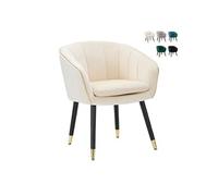 Mauro Ferretti – Fauteuil Paris – Velours avec bordure dorée – Crème/Or