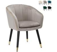 Mauro Ferretti Fauteuil Paris Velours avec bordure dorée Gris/Or