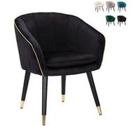 Mauro Ferretti Fauteuil Paris en velours avec bordure dorée Noir/Or