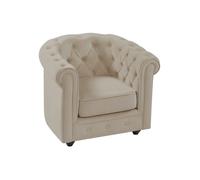 Vente-unique - Fauteuil en Velours Beige Chesterfield