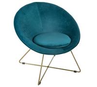 Fauteuil ""Evan"" velours bleu canard - Atmosphera Créateur d'intérieur