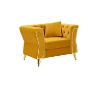 Paris prix Fauteuil velours capitonné - Moutarde