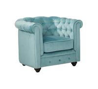 Fauteuil en velours CHESTERFIELD - Bleu pastel