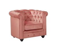 Fauteuil en velours CHESTERFIELD - Rose pastel
