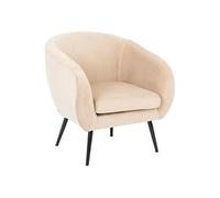 Fauteuil en velours coloris beige plissé et pieds en métal noir - Longueur 74 x Profondeur 70 x Hauteur 78 cm - -