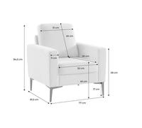 Fauteuil en velours côtelé beige - Bjorn - Canapé 1 place fixe droit pieds métal