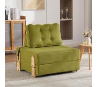 Fauteuil en Velours Côtelé Nordique,Canapé-Lit Pliant,Dossier Matelassé (Green)