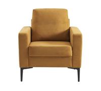 Fauteuil en velours côtelé ocre - Bjorn - Canapé 1 place fixe droit pieds métal