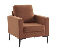 swe auteuil en Velours côtelé Terracotta - Bjorn - Canapé 1 Place Fixe Droit Pieds métal