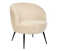 Fauteuil en Velours Côtelé Tildae 71cm Crème