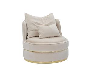 Fauteuil en Velours Design "Paris" 84cm Crème & Or