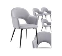 Fauteuil en velours et rembourré Lot de 4 gris clair