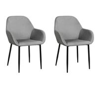 Lot de 2 Fauteuils - HOME DECO FACTORY - Giulia - Velours Côtelé - Scandinave - Gris