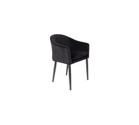 Fauteuil en velours noir, assise rembourrée, 4 pieds - White Label, Catelyn - 56x57x77 cm