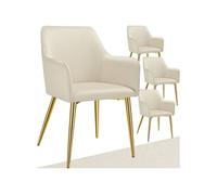 tectake® Lot de 4 Chaises de Salle à Manger rembourrées, Chaises Modernes, Fauteuil Salon, Chambre, Coiffeuse, Style Scandinave, Chaise ergonomique en velours avec Accoudoirs, Chaise Charge max.120 kg