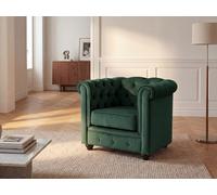 Fauteuil en velours vert CHESTERFIELD