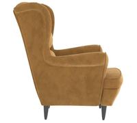 Fauteuil en velours - WIENS - Marron - 74x84x100 cm - Style Scandinave Moderne - Cadre robuste - Confortable