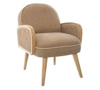 Fauteuil enfant - cannage & velours - Taupe - Atmosphera createur d'interieur