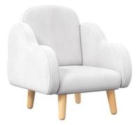 Fauteuil enfant design scandinave nuage - piètement PP aspect bois clair tissu polaire blanc Blanc G