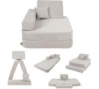 Fauteuil enfant design velours côtelé moderne gris