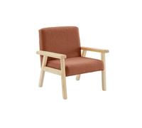 Fauteuil enfant en bois et tissu bouclette terracotta. ISAK L 47 x P 43.5 x H 50cm