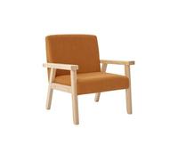 Fauteuil Scandinave Enfant Velours Côtelé Et Bois D'hévéa Isak L 47 X P 43,5 X H 50cm Moutarde TU