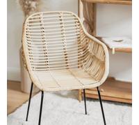 Fauteuil Enfant En Rotin Et Pieds Métal - Java Rotin Blanchi TU