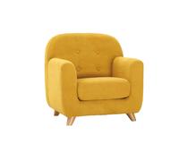 Fauteuil enfant en tissu effet velours jaune moutarde et bois clair norkid