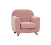 Fauteuil enfant scandinave en tissu effet velours texturé rose et bois clair NORKID