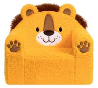 Fauteuil enfant - Mousse à doudou - Lion, jaune - Dossier mi-haut, tissu sherpa - Pour chambre, salon, salle de jeux ou balcon