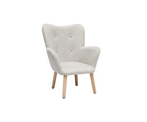 Fauteuil enfant scandinave en tissu effet velours texturé beige et bois clair BABY BRISTOL