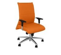 Chaise Albacete confidente Synchro 5 positions Tissu Orange Structure d' aluminium Accoudoir 1D Sans appui-tête Roulettes pour moquette