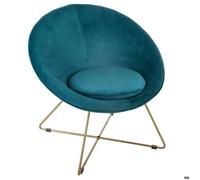 Atmosphera - Fauteuil Evan Bleu Canard en Velours