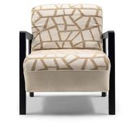 Fauteuil Fauteuil à oreilles Fauteuil en tissu Beige Rembourrage Salon Siège monoplace
