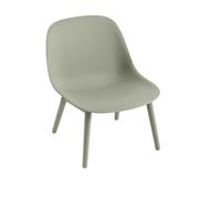 Fauteuil Fibre m. Base en Bois Dusty Vert
