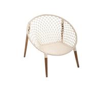 Atmosphera - Fauteuil Raina tressé blanc - Coton et teck