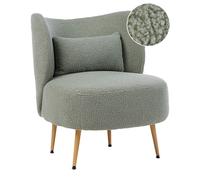 Fauteuil Glam en Bou ossier Incurvé Pieds en Métal Bois Clair Rembourré Vert