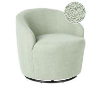 Fauteuil Glam en Bouclé Pivotant 360 ° Dossier Courbe Base Noir Vert Clair Davik