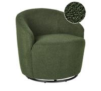 Fauteuil Glam en Bouclé Pivotant 360 ° Dossier Courbe Base Noir Vert Davik
