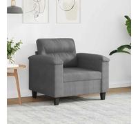 Fauteuil gris anthracite, 60 cm de hauteur, en tissu microfibre, avec coussin lombaire, assise et accoudoirs rembourrés, structure en métal robuste, design moderne pour le salon, capacité de charge ju